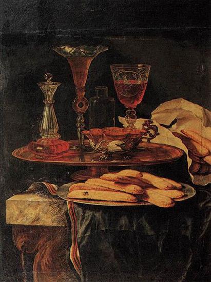 Christian Berentz Still-Life with Crystal Glasses and Sponge-Cakes oil painting picture